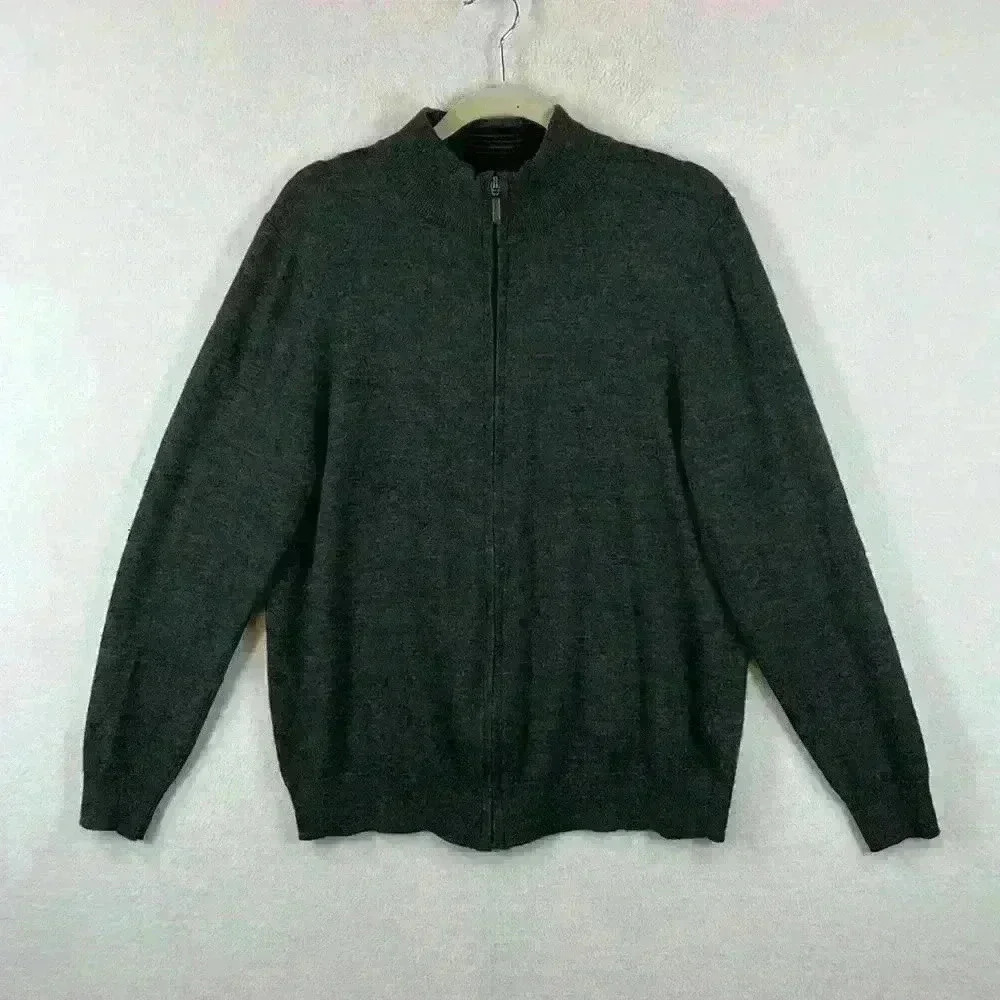 Club Room Men’s Merino Wool Blend Cardigan Sweater Size L Full Zip